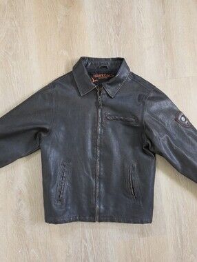 Hawke & Co Brown Leather Biker Jacket Boys Size 14/16 (Medium)